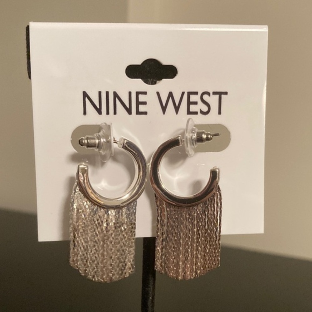 Nine West Silver and Gold Fringe Earrings